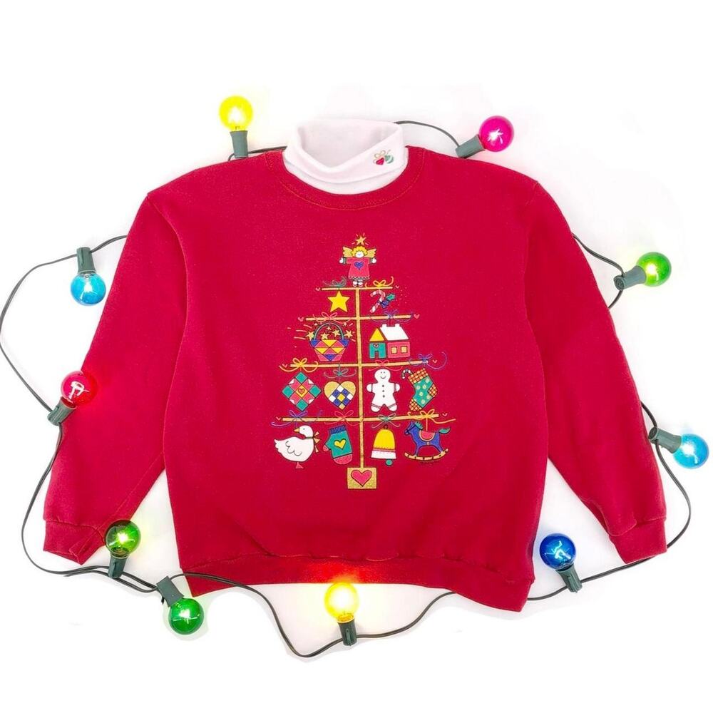 Vintage Double Collar Christmas Sweatshirt 90s 1990s